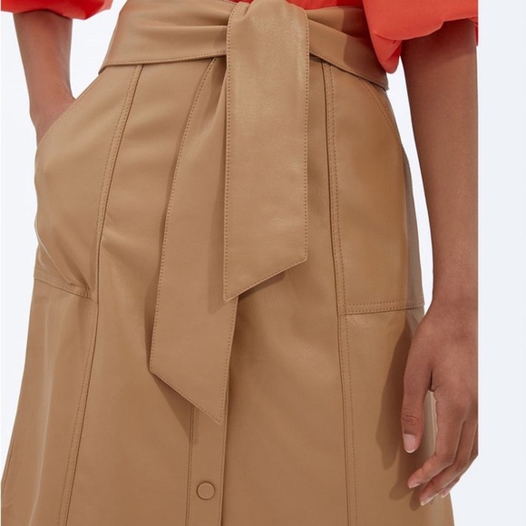 Jonathan Simkhai Beige Button-Down A-Line Skirt Sz 2 - Picture 15 of 15